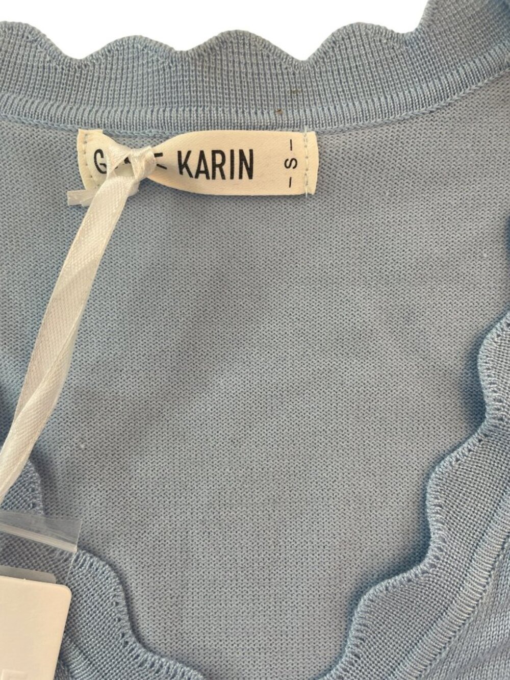 Grace Karin Light Blue Cardigan Scalloped Trim Gold Button Women's Sz Small NWT - Picture 5 of 6